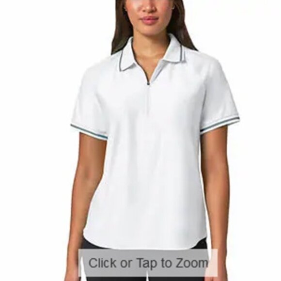 Mondetta Ladies' Collared Zip Front Tee White - Picture 1 of 3